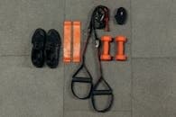 Fitness gear flat lay with training apparel