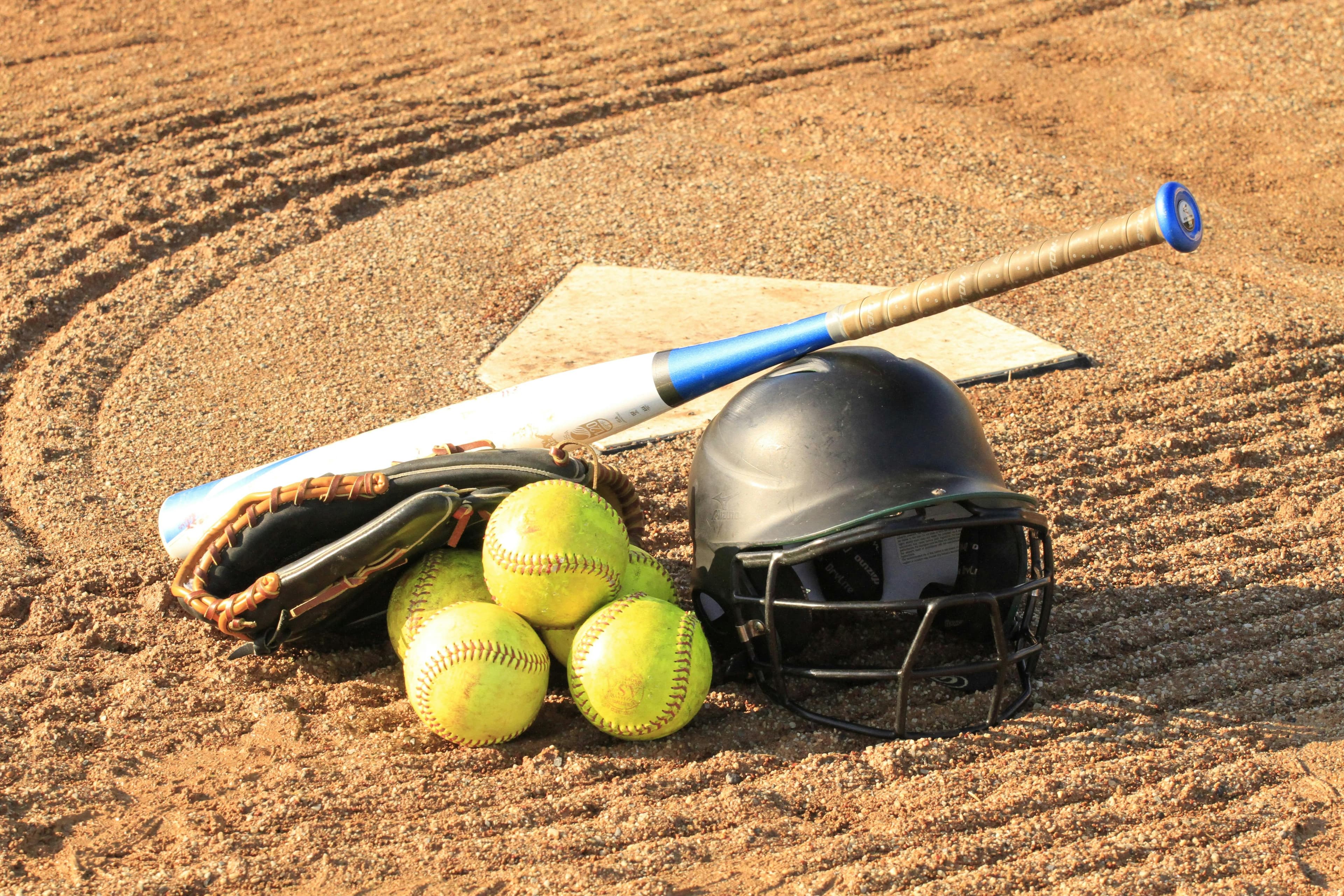 Baseball and softball gear ready for practice